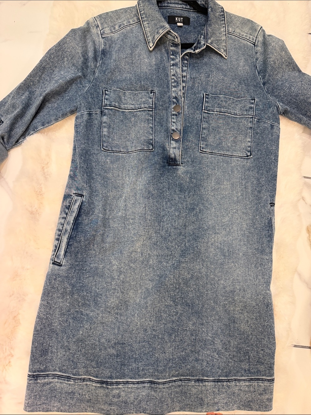Kut from the Kloth Faded Denim Shirt Dress - Blue